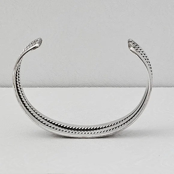 Vintage Tahe Sterling Silver Navajo Double Twisted Rope Cuff Bracelet 25g